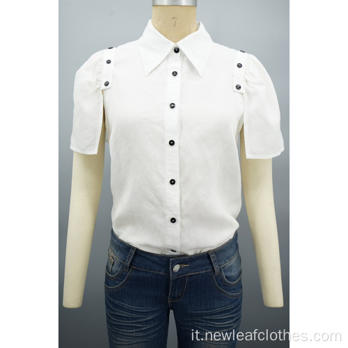 Nuova design Donne Fashion Maniche staccabili White Shirt